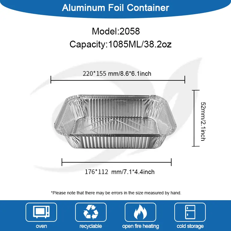 Engångsgrill lunchlåda silver aluminiumfoliebehållare