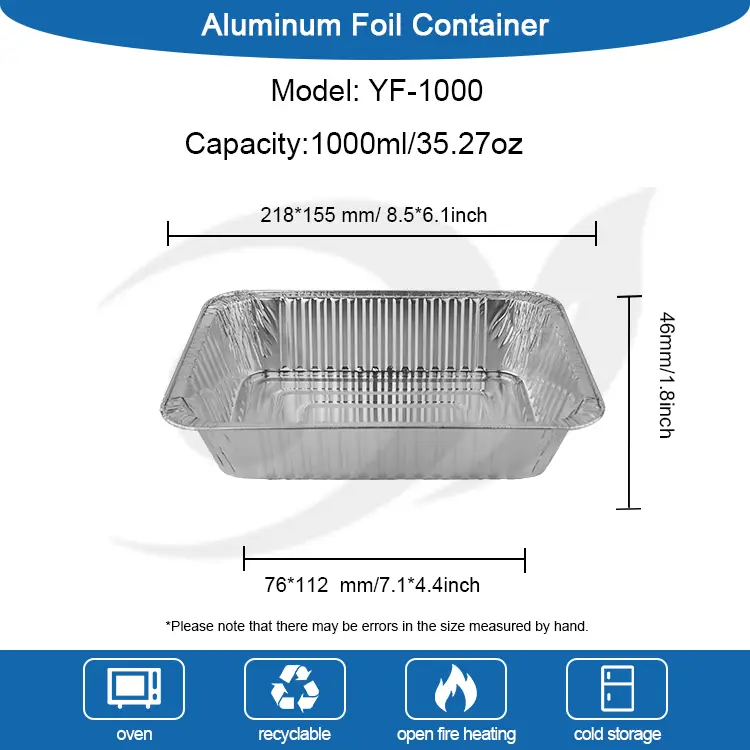 Rektangulär take-out bakplåt Silver aluminiumfoliebehållare