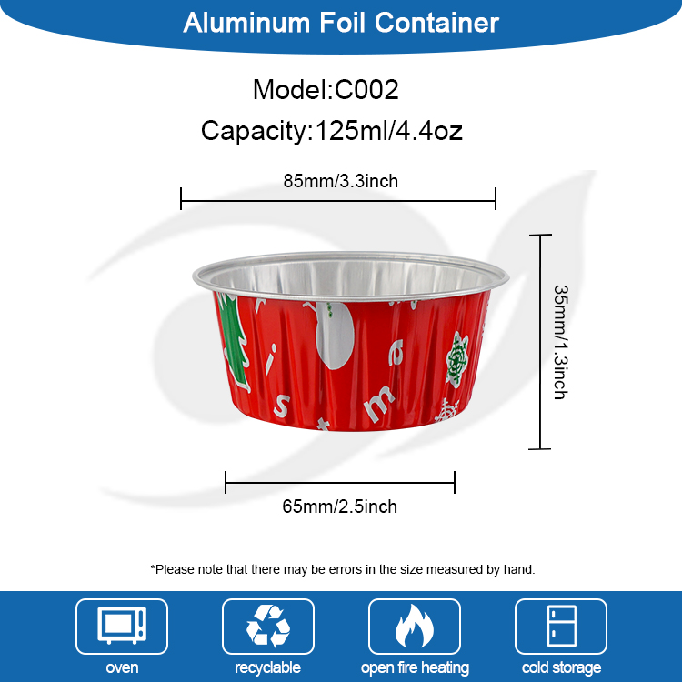 Jul anpassade tryckt aluminiumfolie Bakning Cup