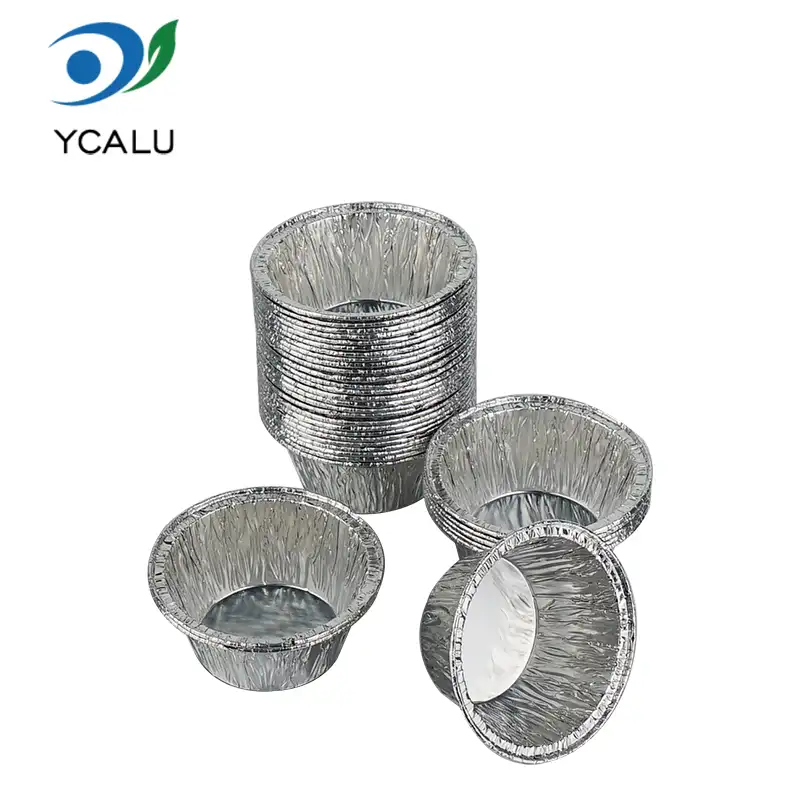 Rund tårtkopp Silver aluminiumfoliebehållare Rund tårtkopp Silver aluminiumfoliebehållare