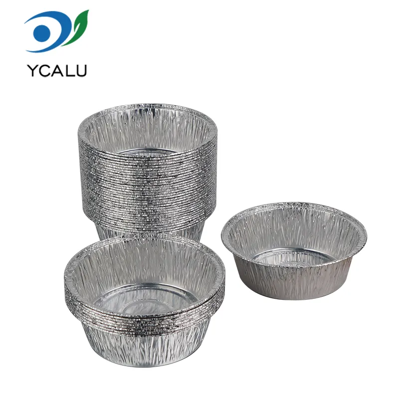 Runda små bakbara silver aluminiumfoliebehållare