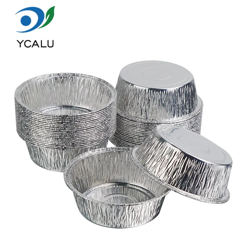 Runda små bakbara silver aluminiumfoliebehållare