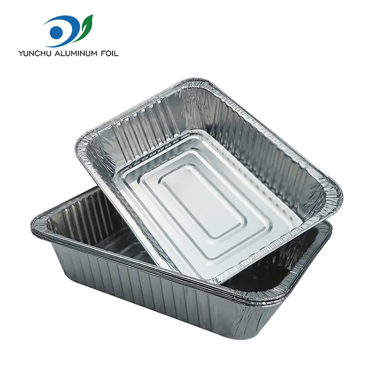 Rektangulär take-out bakplåt Silver aluminiumfoliebehållare