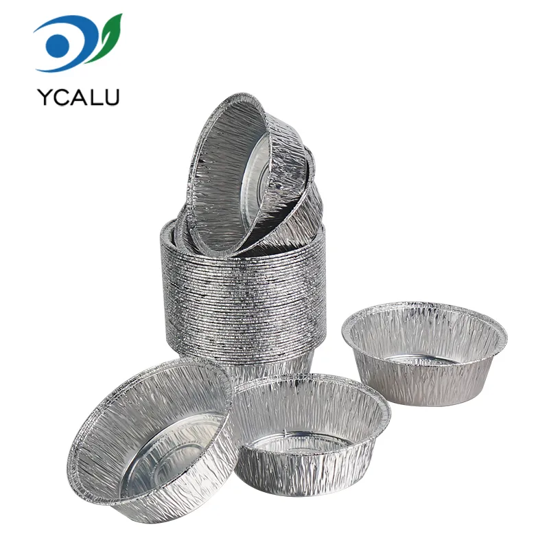 Runda små bakbara silver aluminiumfoliebehållare