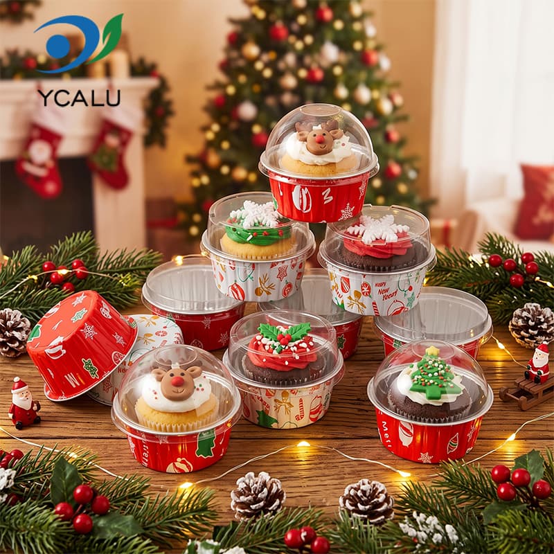 Jul anpassade tryckt aluminiumfolie Bakning Cup
