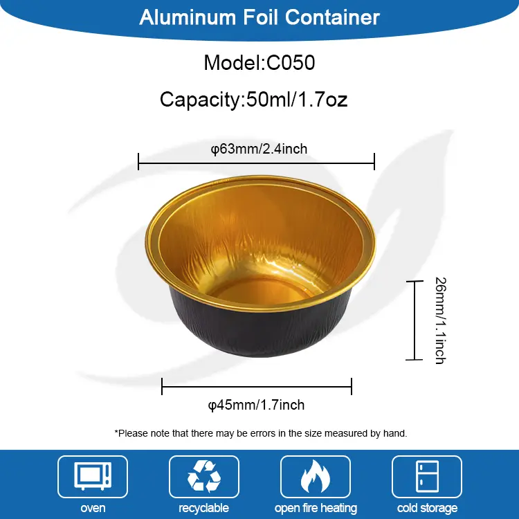 Färgad runda stekt smidig aluminiumfoliebehållare