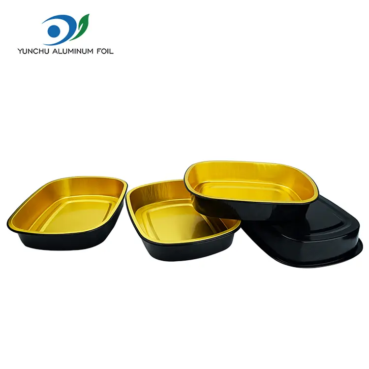 Engångsguldbakningsbricka rektangulära aluminiumfoliebehållare