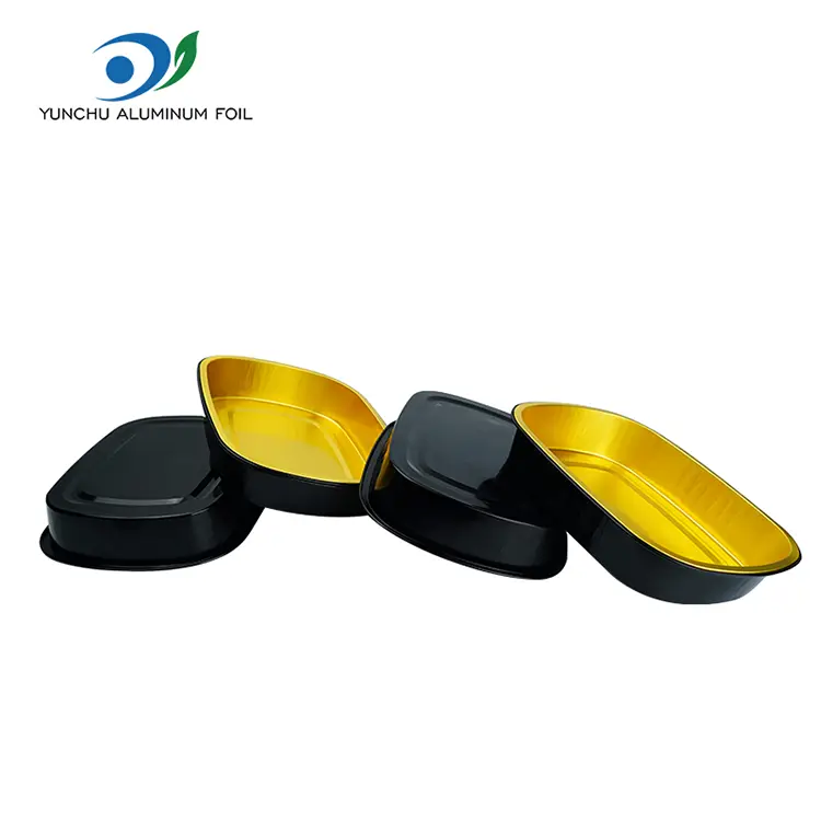 Engångsguldbakningsbricka rektangulära aluminiumfoliebehållare