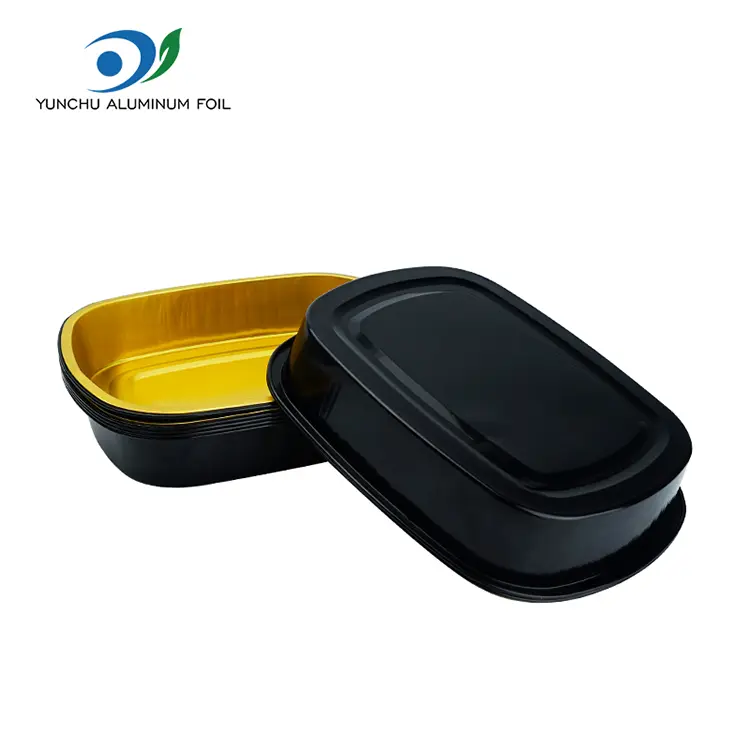Engångsguldbakningsbricka rektangulära aluminiumfoliebehållare