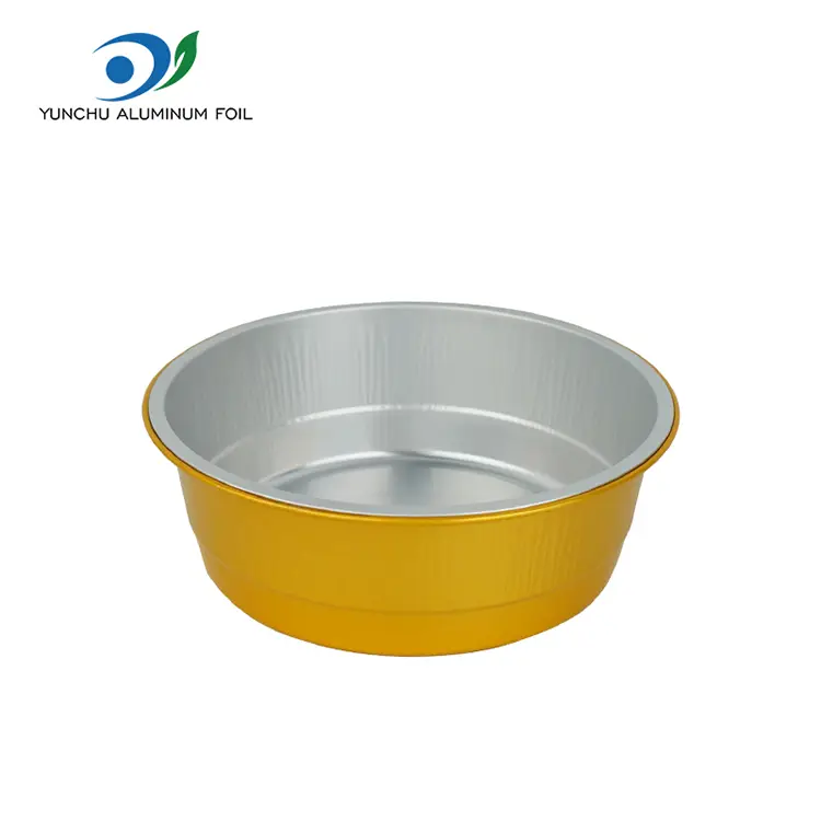 Engångsgyllene runda aluminiumfoliebehållare Engångsgyllene runda aluminiumfoliebehållare