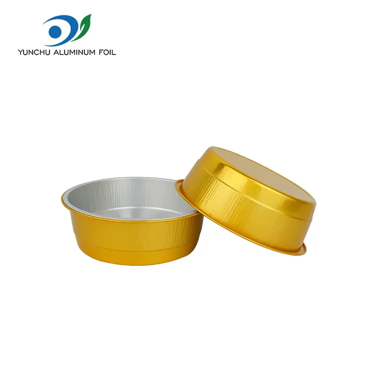 Engångsgyllene runda aluminiumfoliebehållare