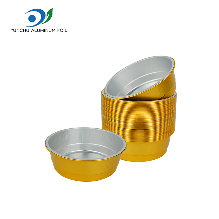 Engångsgyllene runda aluminiumfoliebehållare