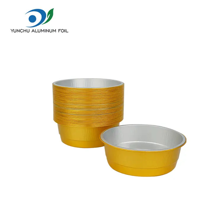 Engångsgyllene runda aluminiumfoliebehållare