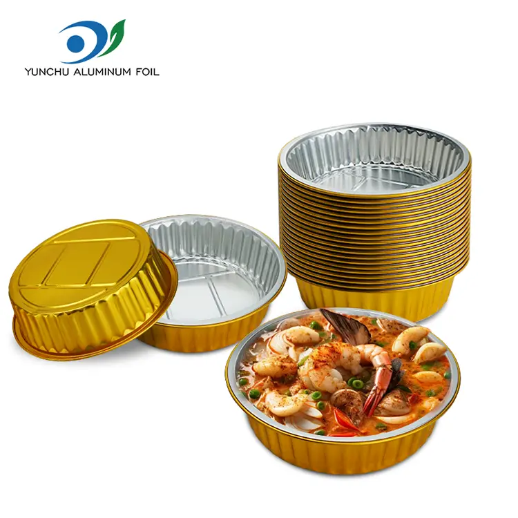 Engångsgalleringyllene runda aluminiumfoliebehållare