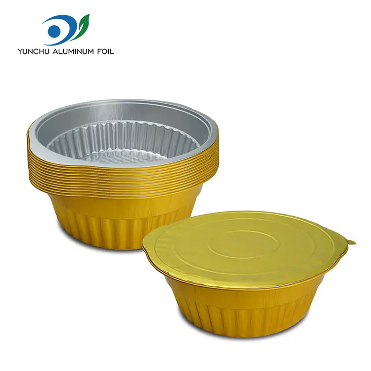 Engångsgen gyllene runda aluminiumfoliebehållare