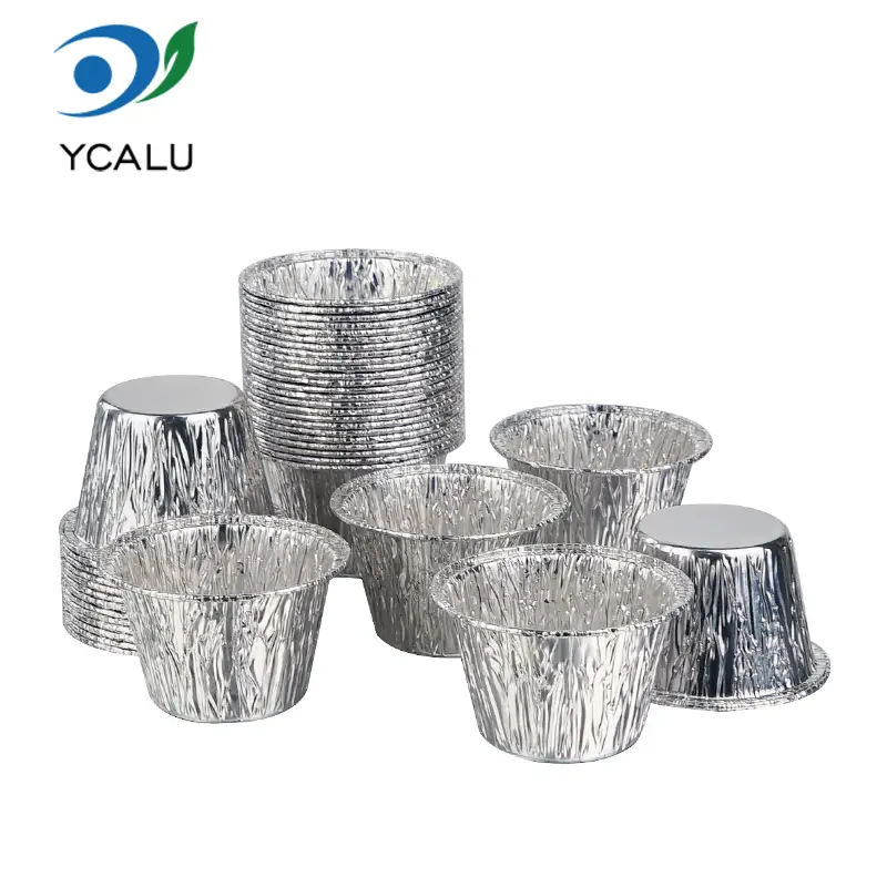 Engångs mini tårtkopp Silver aluminiumfoliebehållare Engångs mini tårtkopp Silver aluminiumfoliebehållare
