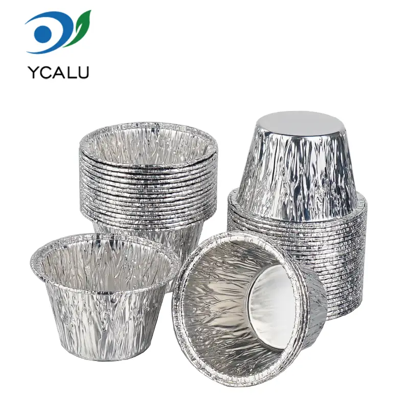 Engångs mini tårtkopp Silver aluminiumfoliebehållare