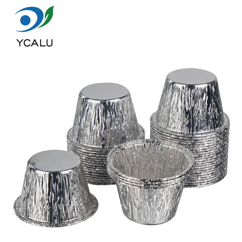 Engångs mini tårtkopp Silver aluminiumfoliebehållare