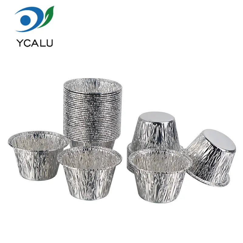 Engångs mini tårtkopp Silver aluminiumfoliebehållare