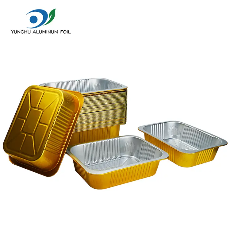 Engångs rektangulär catering takeaway silver aluminiumfoliebehållare