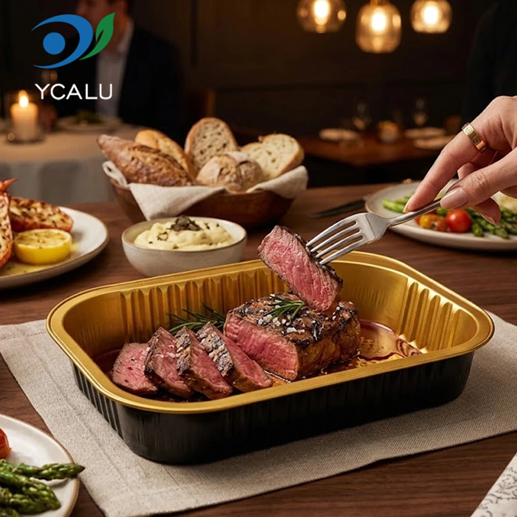 Rektangulära engångsförpackningar för avhämtning av aluminiumfolie