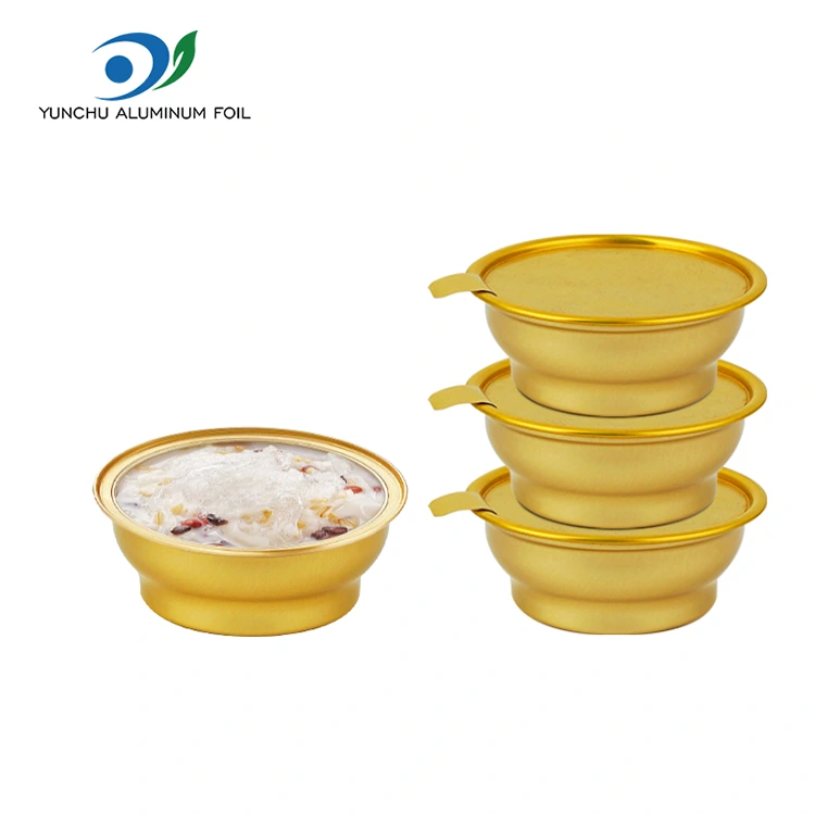Engångs rund takeaway -låda Small Golden Bowl Aluminiumfoliebehållare Engångs rund takeaway -låda Small Golden Bowl Aluminiumfoliebehållare