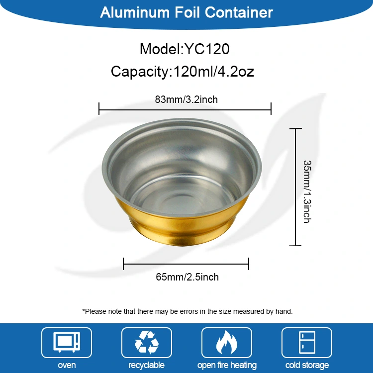 Engångs rund takeaway -låda Small Golden Bowl Aluminiumfoliebehållare
