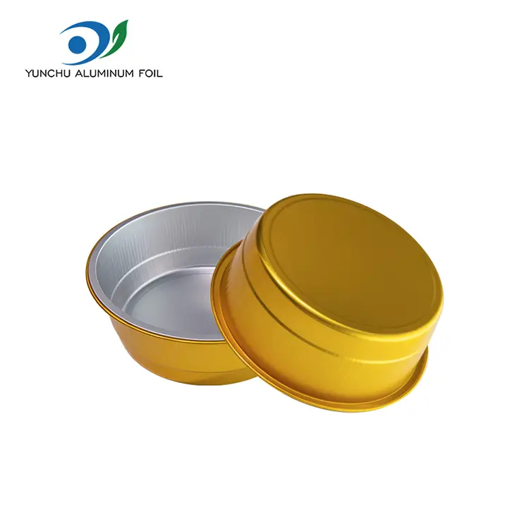 Engångsbehållen förseglad catering gyllene runda aluminiumfoliebehållare
