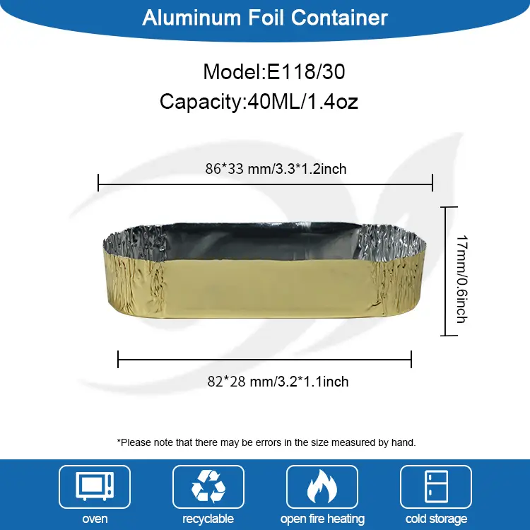 Små ovala förpackningssilveraluminiumfoliebehållare