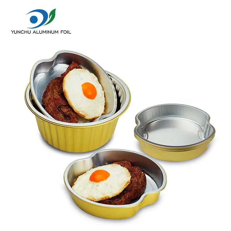 Guldnivånad matsal runt aluminiumfoliebehållare Guldnivånad matsal runt aluminiumfoliebehållare
