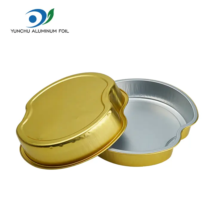 Guldnivånad matsal runt aluminiumfoliebehållare