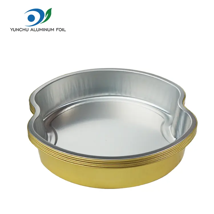 Guldnivånad matsal runt aluminiumfoliebehållare