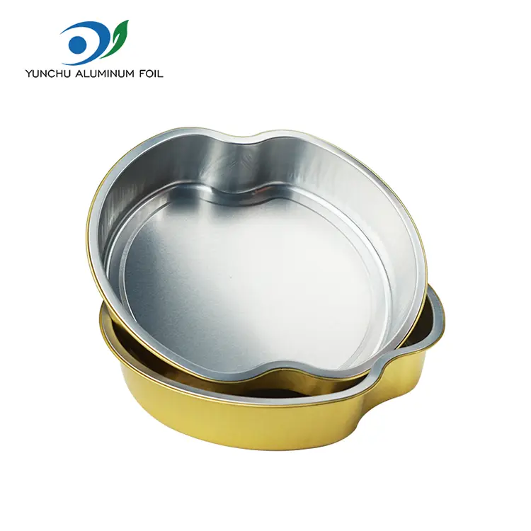 Guldnivånad matsal runt aluminiumfoliebehållare