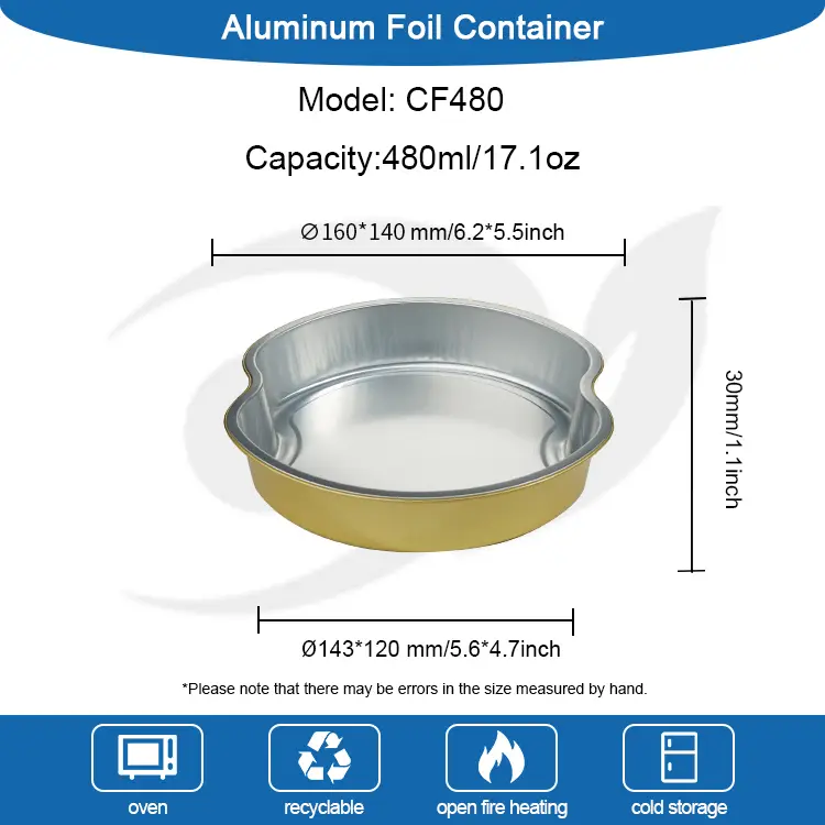 Guldnivånad matsal runt aluminiumfoliebehållare