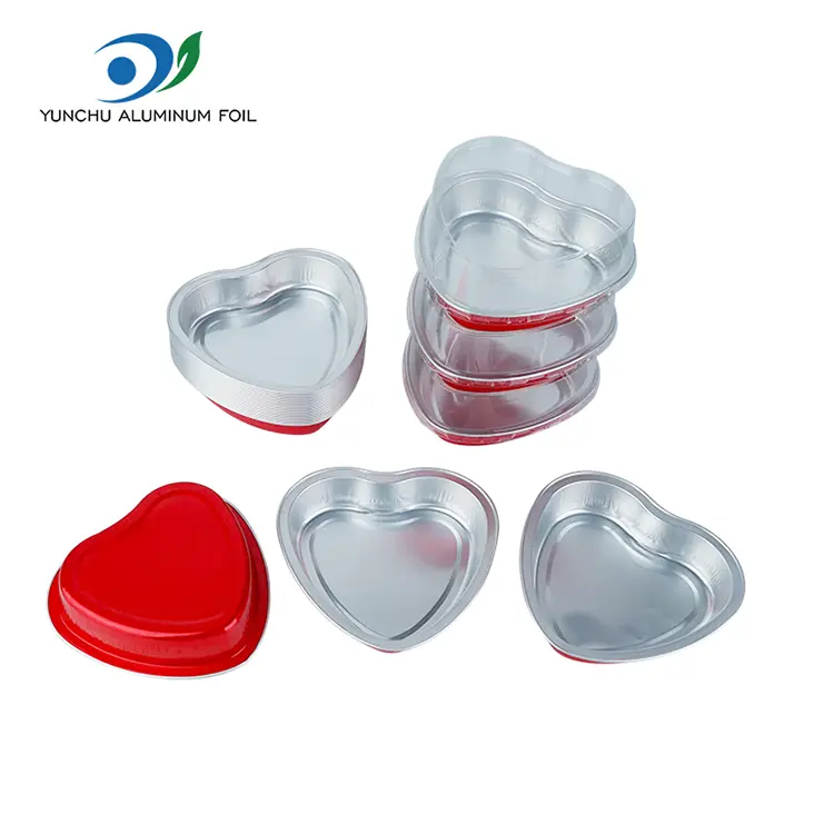 Hjärtformad kaka bakning smidig aluminiumfoliebehållare