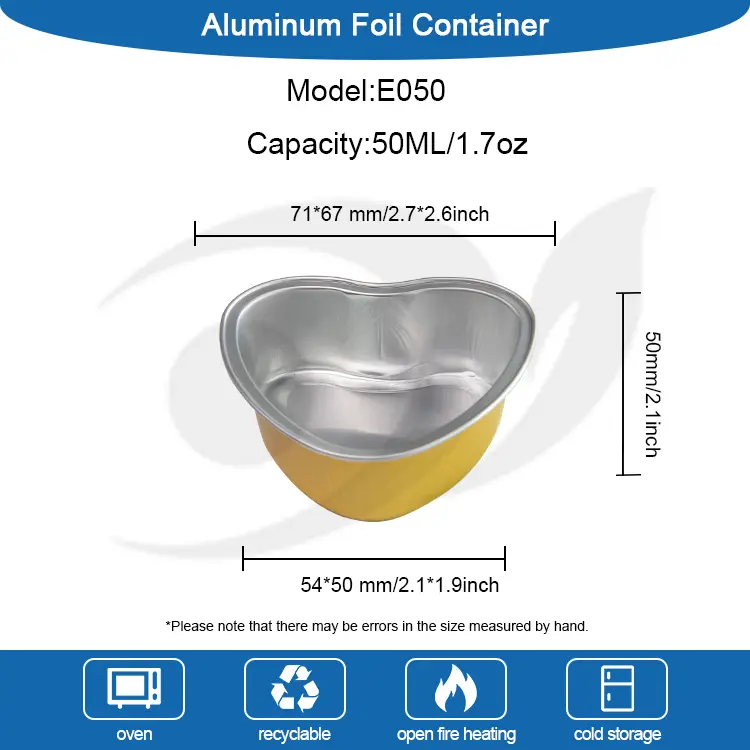 Hjärtformad stekt smidig aluminiumfoliebehållare