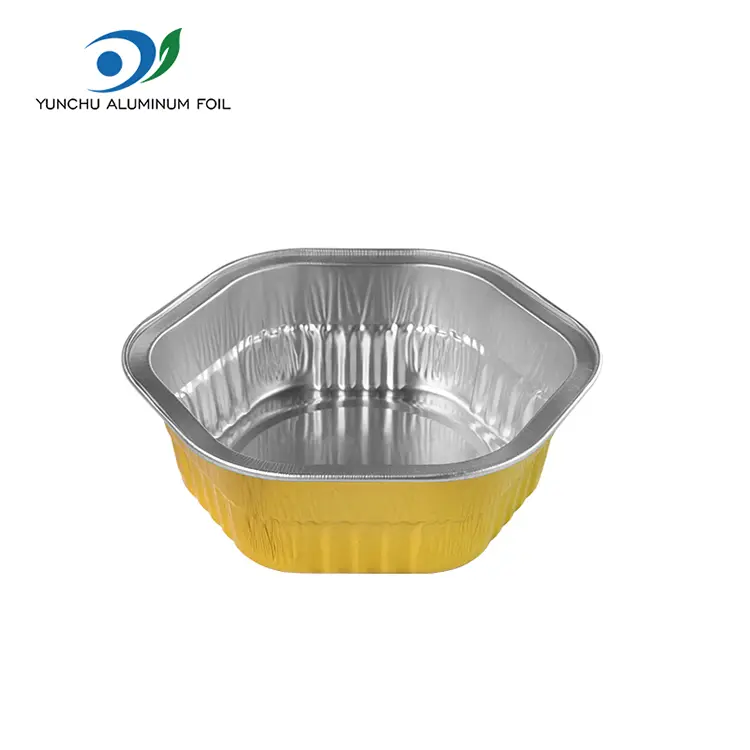 Hexagonal takeaway värme tätade smidiga aluminiumfoliebehållare Hexagonal takeaway värme tätade smidiga aluminiumfoliebehållare