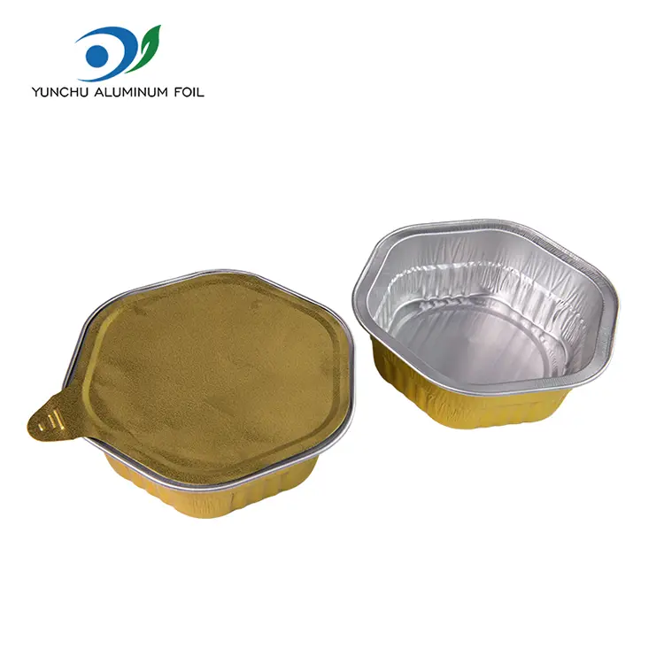 Hexagonal takeaway värme tätade smidiga aluminiumfoliebehållare