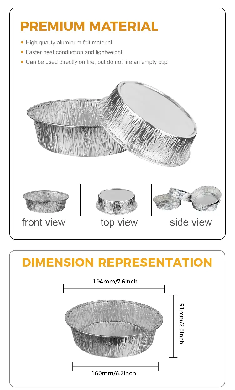 Round air fryer Silver Aluminum Foil Containers