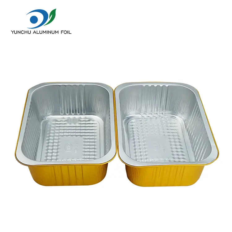 Stor kapacitet Rektangulär guldaluminiumfoliebehållare