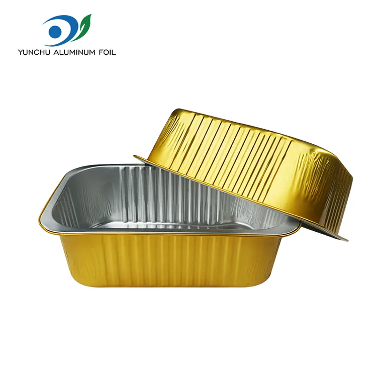 Stor kapacitet Rektangulär guldaluminiumfoliebehållare