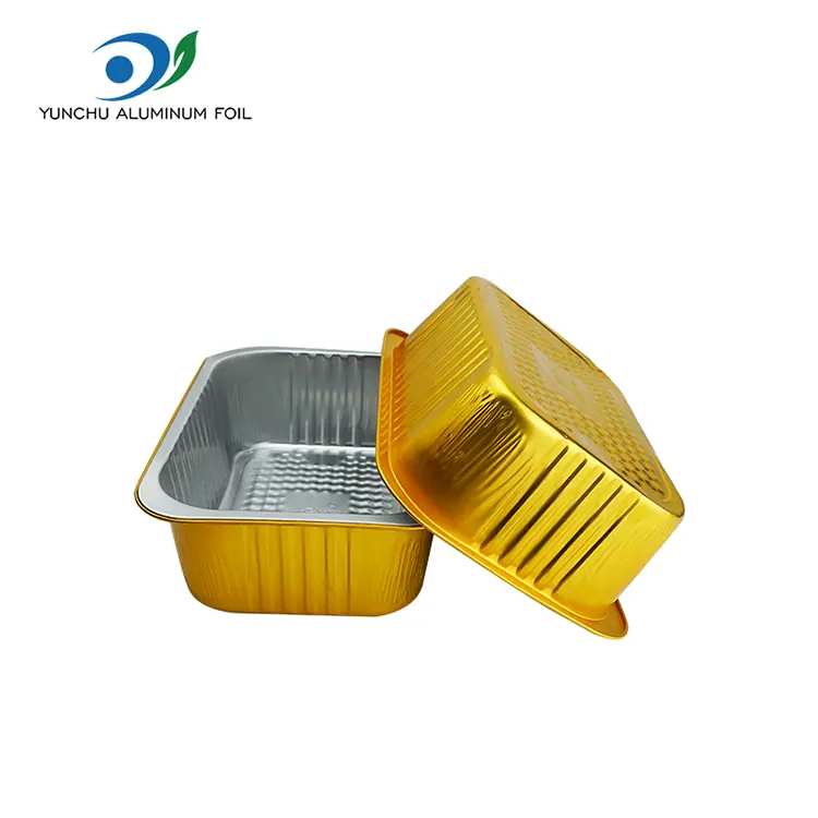 Stor kapacitet Rektangulär guldaluminiumfoliebehållare