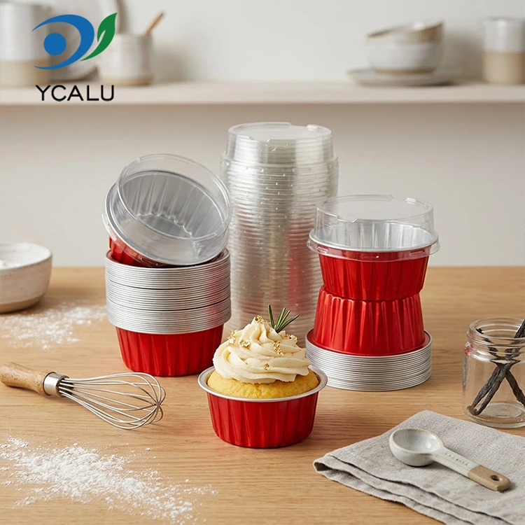 Engångsbakade färgglada cupcakes Smoothwall aluminiumfoliebehållare