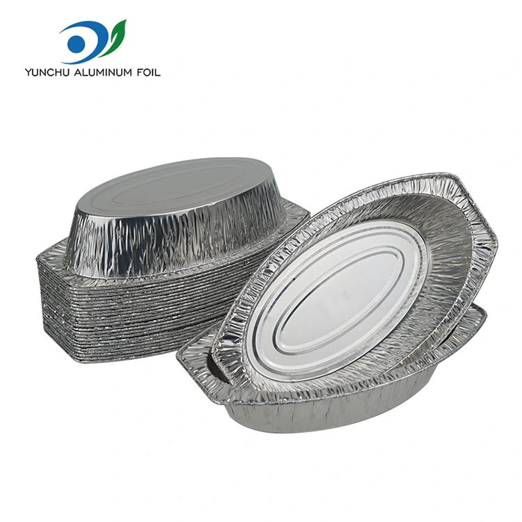 Oval bakat bröd silver aluminiumfoliebehållare