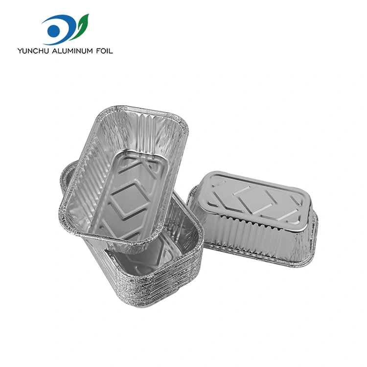 Rektangulär luft fryer grill silver aluminiumfolie containrar Rektangulär luft fryer grill silver aluminiumfolie containrar