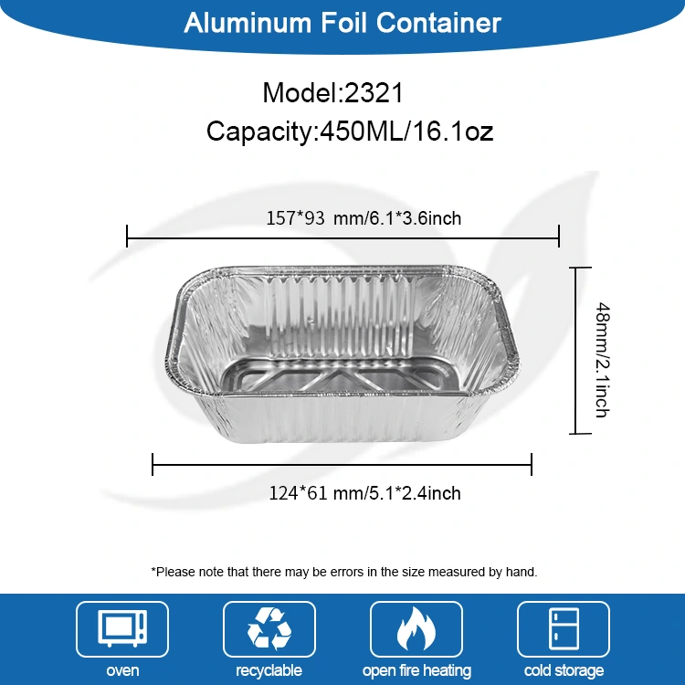 Rektangulär luft fryer grill silver aluminiumfolie containrar