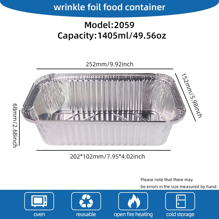 Rektangulär luft fryer förpackning av silveraluminiumfoliebehållare
