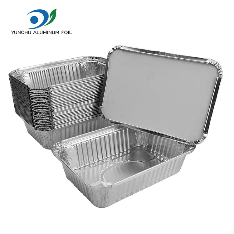 Rektangulär luft Fryer Silver aluminiumfoliebehållare