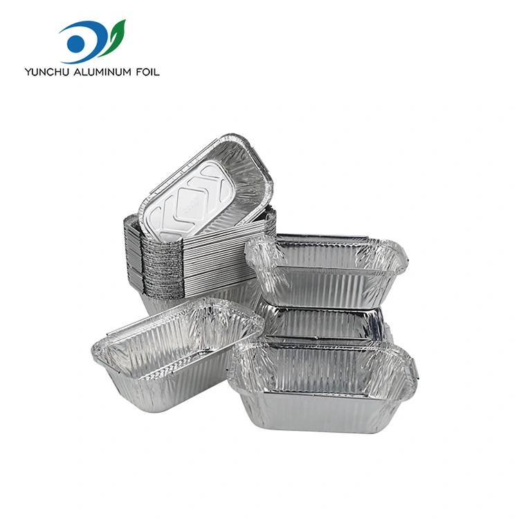Rektangulära bakade ris silver aluminiumfoliebehållare