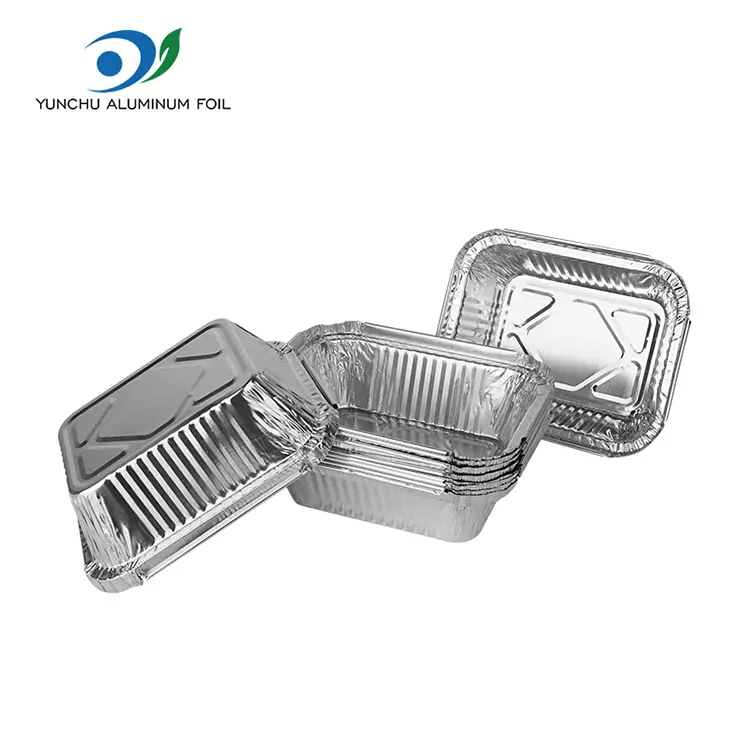 Rektangulär grill Silveraluminiumfoliebehållare